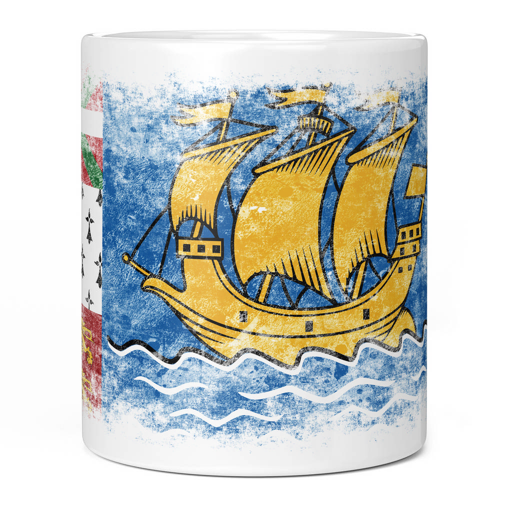 SAINT PIERRE AND MIQUELON DISTRESSED FLAG 11oz NOVELTY MUG Mugs