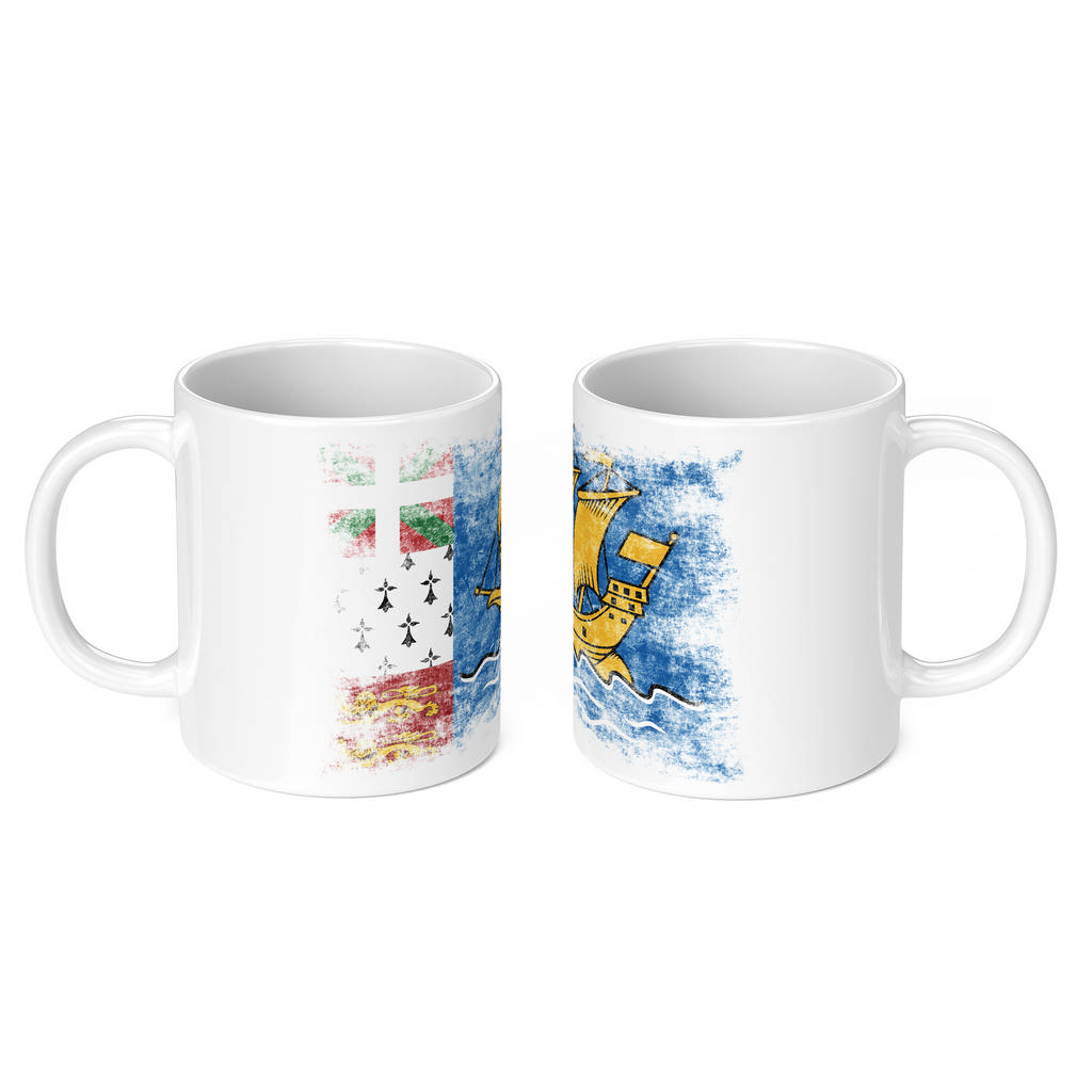 SAINT PIERRE AND MIQUELON DISTRESSED FLAG 11oz NOVELTY MUG Mugs