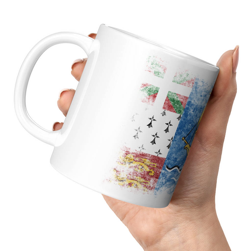 SAINT PIERRE AND MIQUELON DISTRESSED FLAG 11oz NOVELTY MUG Mugs