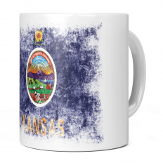 KANSAS STATE DISTRESSED FLAG 11OZ NOVELTY MUG