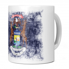 MICHIGAN STATE DISTRESSED FLAG 11OZ NOVELTY MUG