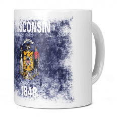 WISCONSIN STATE DISTRESSED FLAG 11OZ NOVELTY MUG