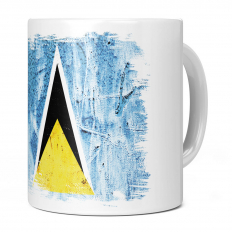 SAINT LUCIA GRUNGE FLAG 11OZ NOVELTY MUG