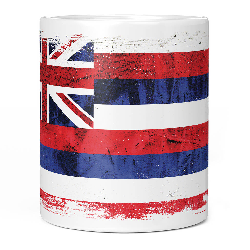 HAWAII STATE GRUNGE FLAG 11oz NOVELTY MUG Mugs