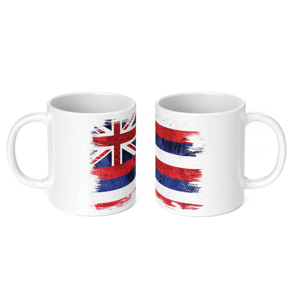 HAWAII STATE GRUNGE FLAG 11oz NOVELTY MUG Mugs