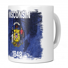 WISCONSIN STATE GRUNGE FLAG 11OZ NOVELTY MUG