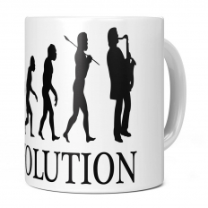 SAXOPHONE PLAYER EVOLUTION 11OZ NOVELTY MUG