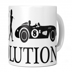 RETRO MOTOR RACING CAR EVOLUTION 11OZ NOVELTY MUG