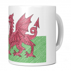 WALES SCRIBBLE FLAG 11OZ NOVELTY MUG