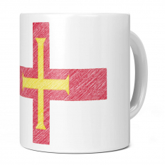 GUERNSEY SCRIBBLE FLAG 11OZ NOVELTY MUG