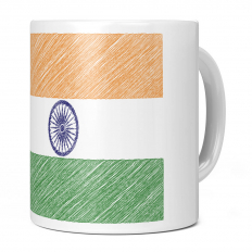 INDIA SCRIBBLE FLAG 11OZ NOVELTY MUG