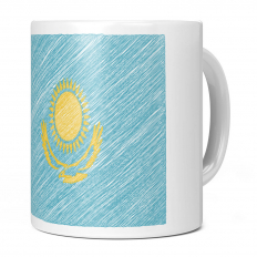 KAZAKHSTAN SCRIBBLE FLAG 11OZ NOVELTY MUG