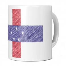 NETHERLANDS ANTILLES SCRIBBLE FLAG 11OZ NOVELTY MUG