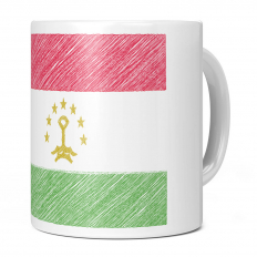 TAJIKISTAN SCRIBBLE FLAG 11OZ NOVELTY MUG