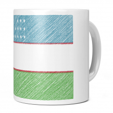 UZBEKISTAN SCRIBBLE FLAG 11OZ NOVELTY MUG