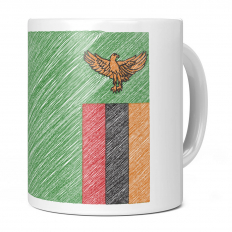 ZAMBIA SCRIBBLE FLAG 11OZ NOVELTY MUG