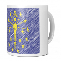 INDIANA STATE SCRIBBLE FLAG 11OZ NOVELTY MUG