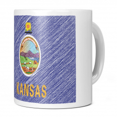 KANSAS STATE SCRIBBLE FLAG 11OZ NOVELTY MUG