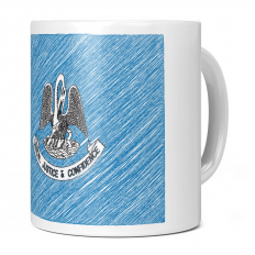LOUISIANA STATE SCRIBBLE FLAG 11OZ NOVELTY MUG