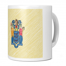 NEW JERSEY STATE SCRIBBLE FLAG 11OZ NOVELTY MUG