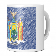 NEW YORK STATE SCRIBBLE FLAG 11OZ NOVELTY MUG