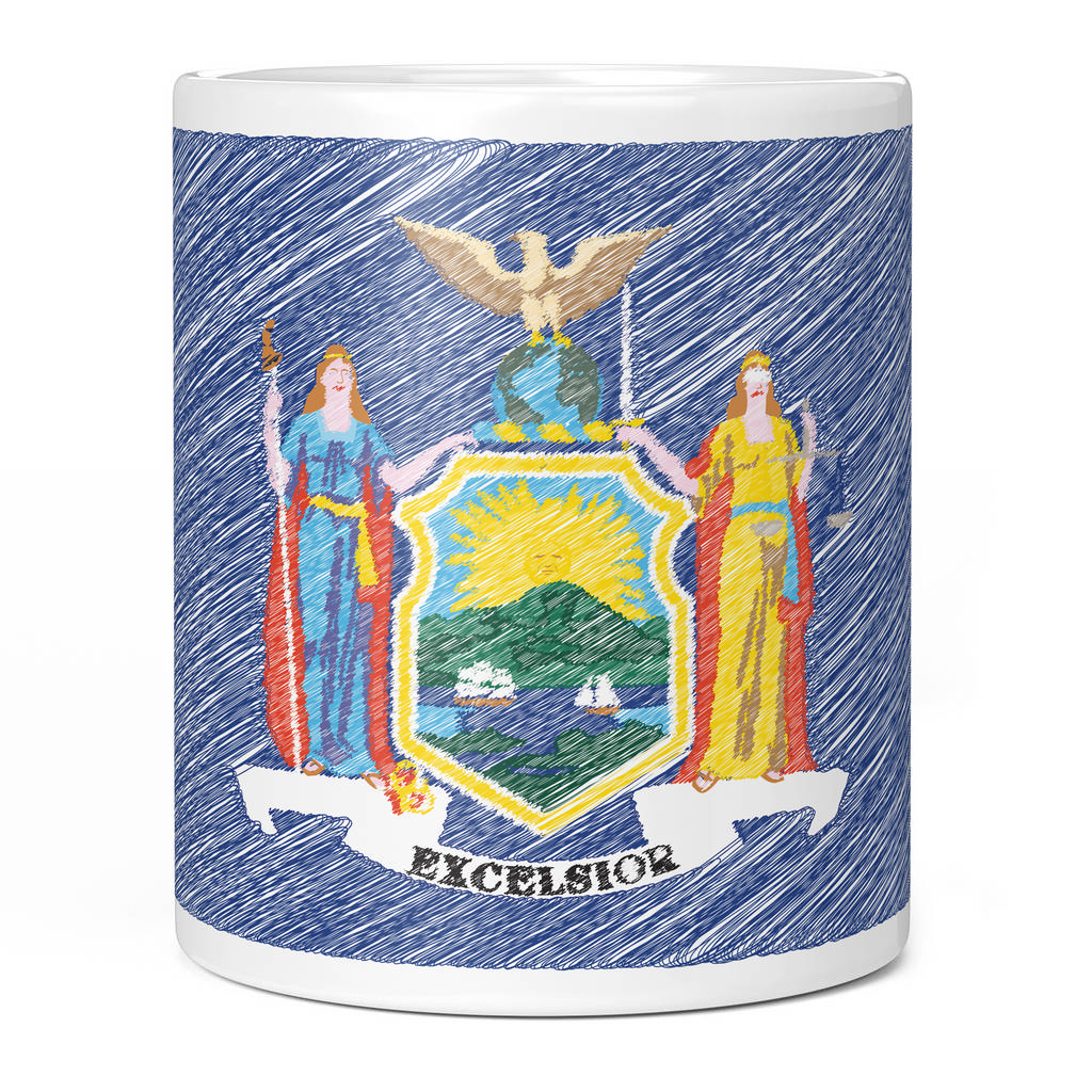 NEW YORK STATE SCRIBBLE FLAG 11oz NOVELTY MUG Mugs