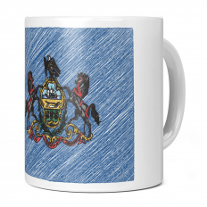 PENNSYLVANIA STATE SCRIBBLE FLAG 11OZ NOVELTY MUG