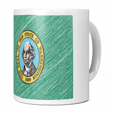 WASHINGTON STATE SCRIBBLE FLAG 11OZ NOVELTY MUG