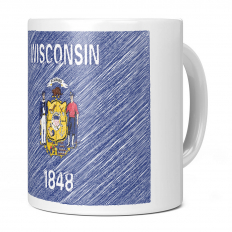 WISCONSIN STATE SCRIBBLE FLAG 11OZ NOVELTY MUG