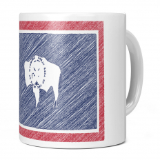 WYOMING STATE SCRIBBLE FLAG 11OZ NOVELTY MUG