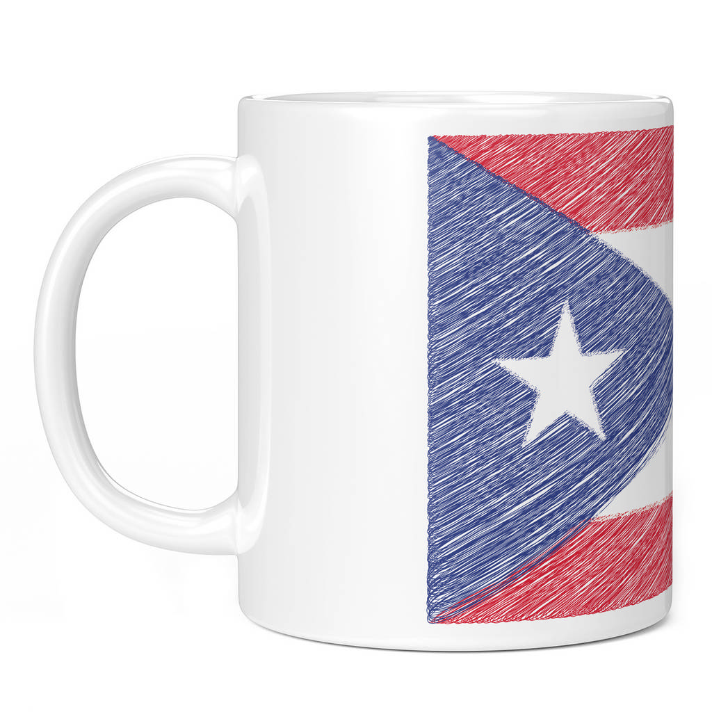 PUERTO RICO SCRIBBLE FLAG 11oz NOVELTY MUG Mugs