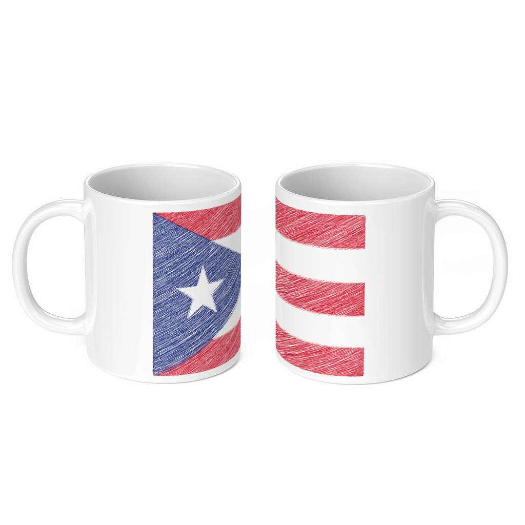 PUERTO RICO SCRIBBLE FLAG 11oz NOVELTY MUG Mugs
