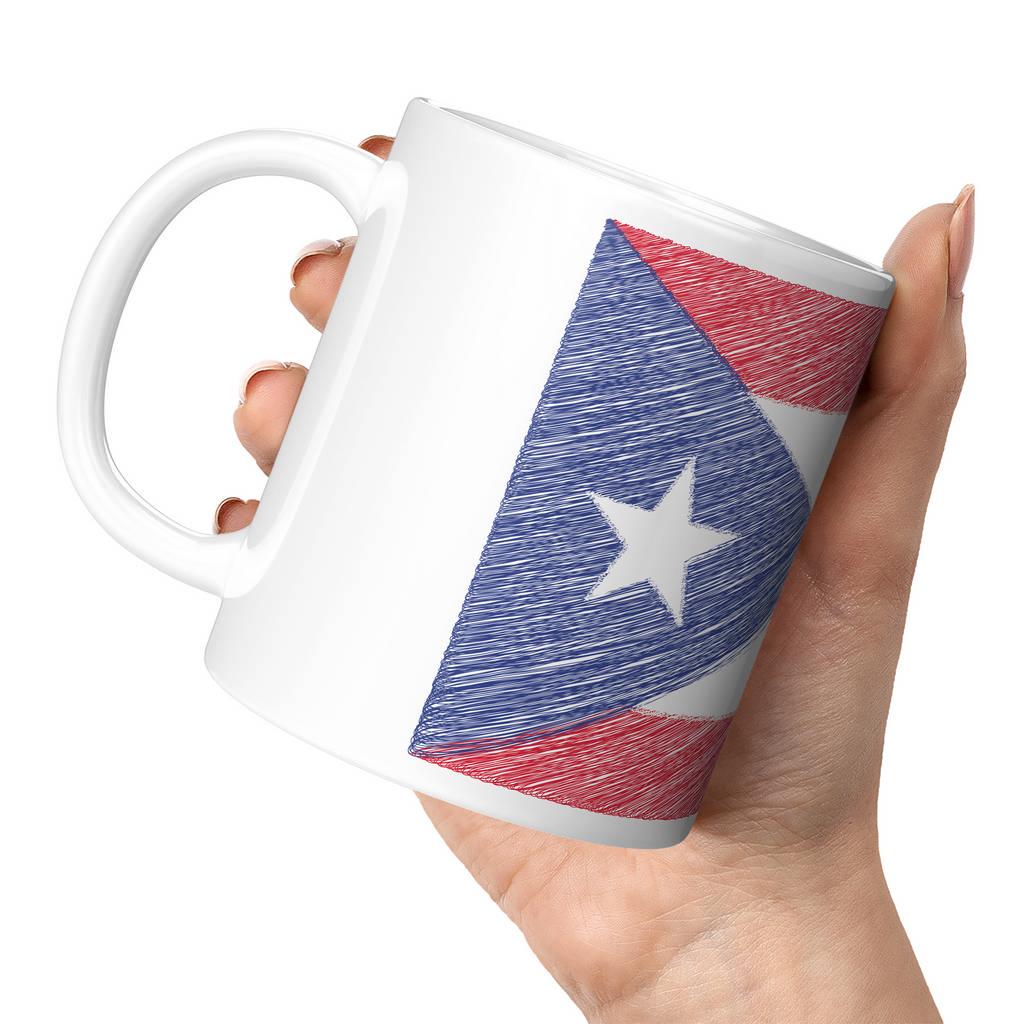 PUERTO RICO SCRIBBLE FLAG 11oz NOVELTY MUG Mugs