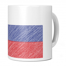 RUSSIA SCRIBBLE FLAG 11OZ NOVELTY MUG