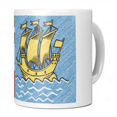 SAINT PIERRE AND MIQUELON  SCRIBBLE FLAG 11OZ NOVELTY MUG
