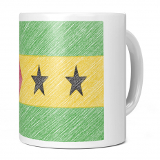 SAO TOME E PRINCIPE SCRIBBLE FLAG 11OZ NOVELTY MUG