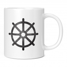 BUDDHISM DHARMACHAKRA WHEEL DISTRESSED PRINT 11OZ NOVELTY MUG