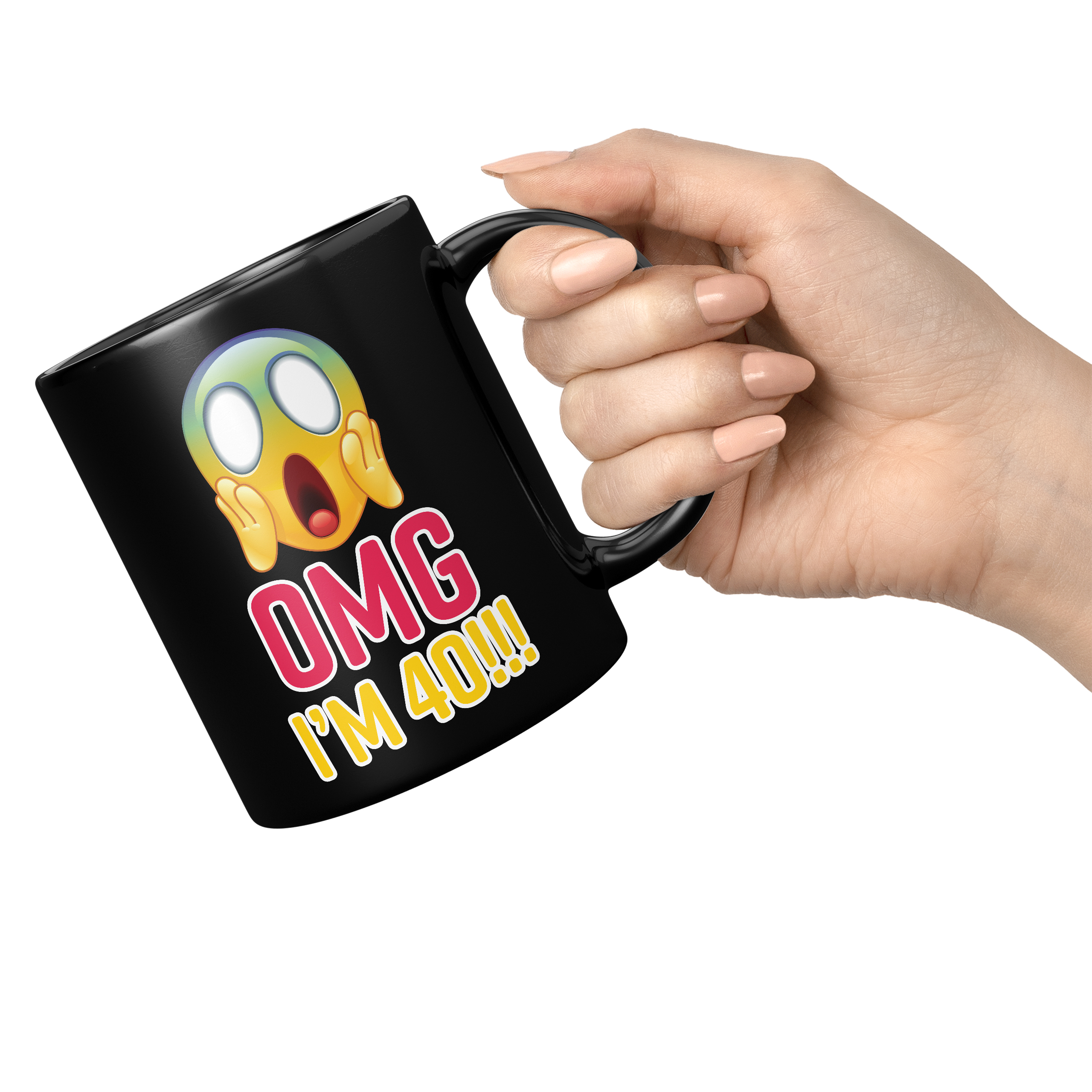 OMG I'M 40 EMOTICON 11oz NOVELTY MUG Mugs