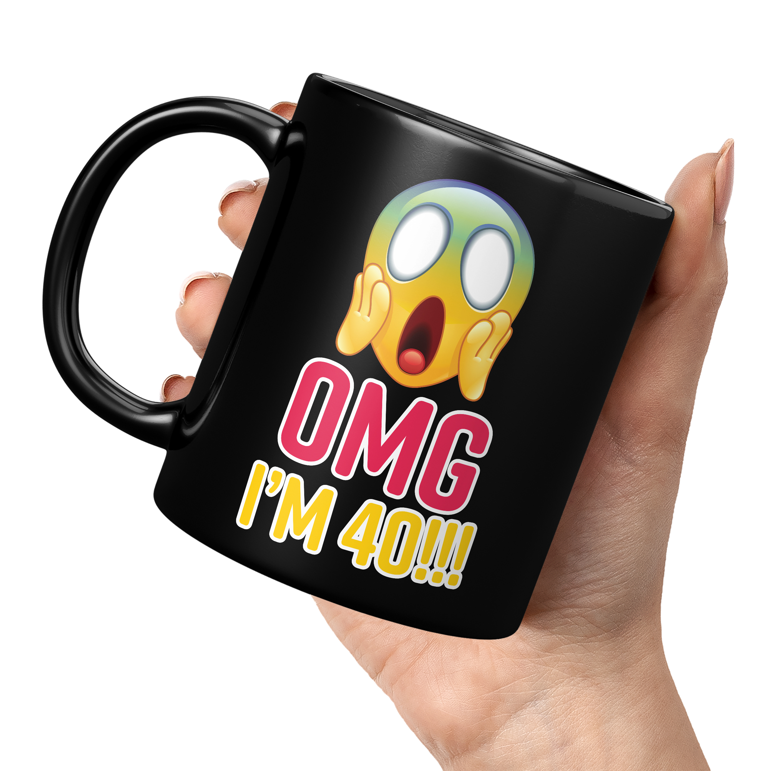 OMG I'M 40 EMOTICON 11oz NOVELTY MUG Mugs