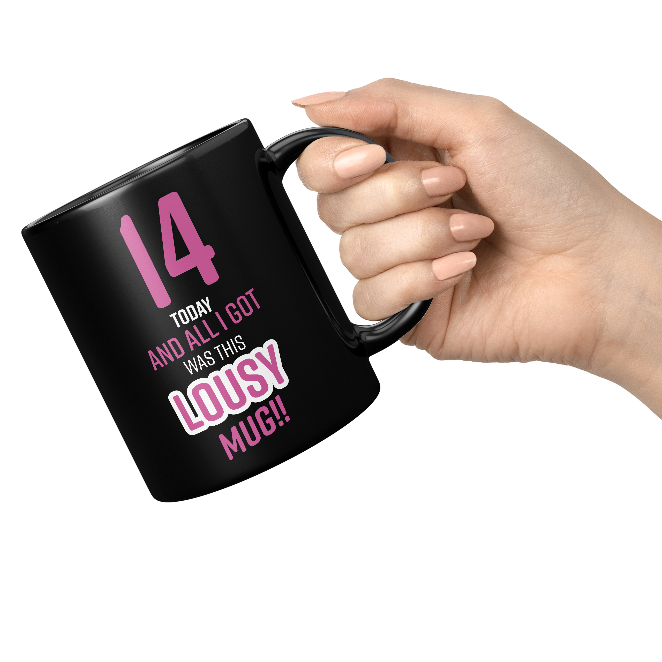 LOUSY 14TH BIRTHDAY PRESENT PINK 11oz NOVELTY MUG Mugs