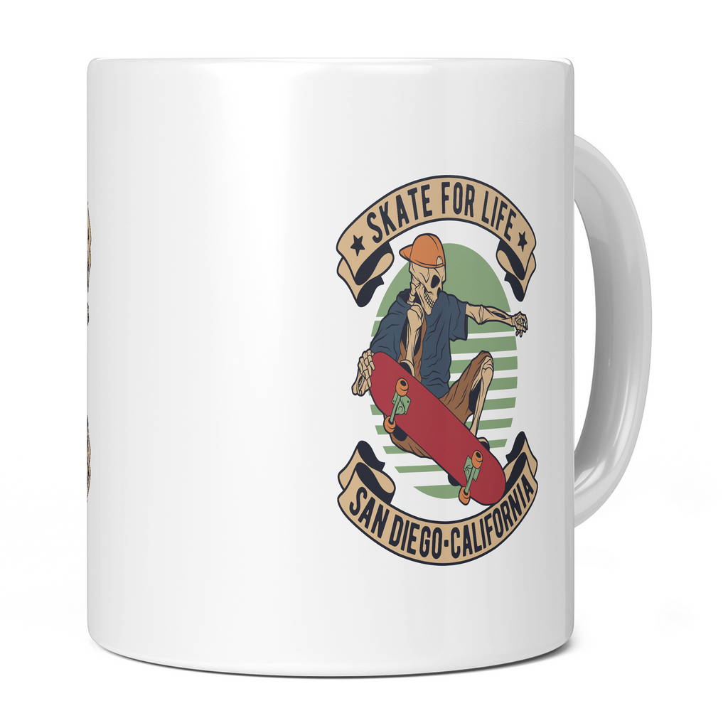 SKELETON SKATE FOR LIFE SAN DIEGO CALIFORNIA 11oz NOVELTY MUG Mugs