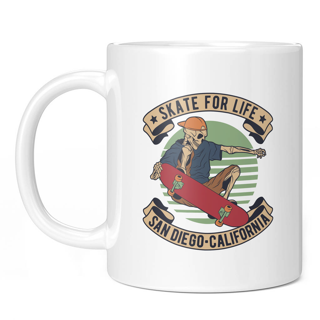 SKELETON SKATE FOR LIFE SAN DIEGO CALIFORNIA 11oz NOVELTY MUG Mugs
