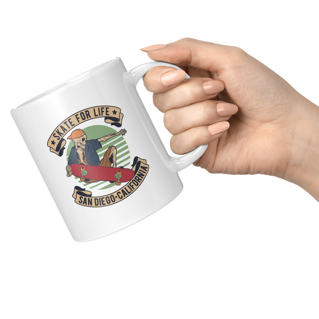 SKELETON SKATE FOR LIFE SAN DIEGO CALIFORNIA 11oz NOVELTY MUG Mugs