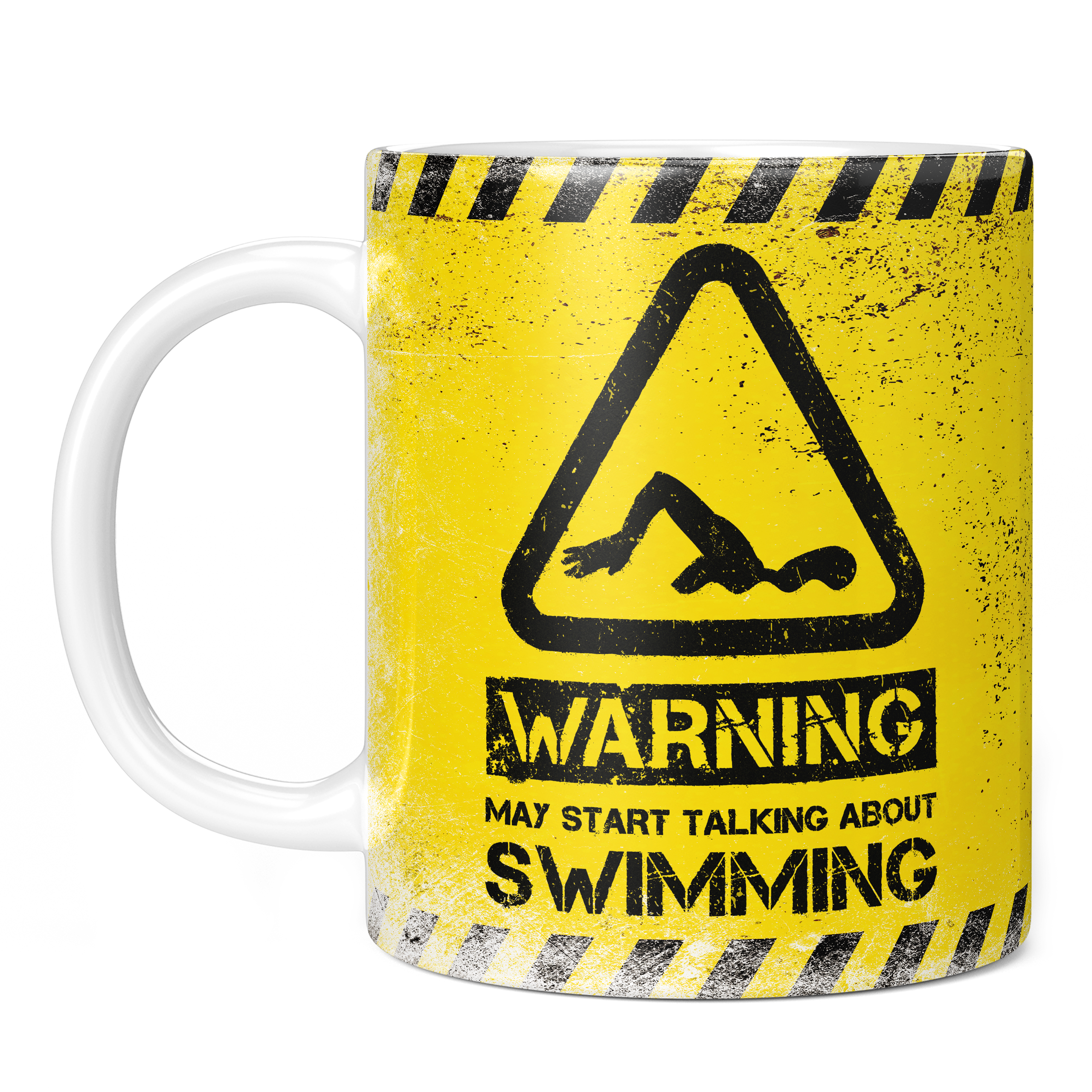WARNING MAY START TALKING ABOUT SWIMMING 11oz NOVELTY MUG Mugs