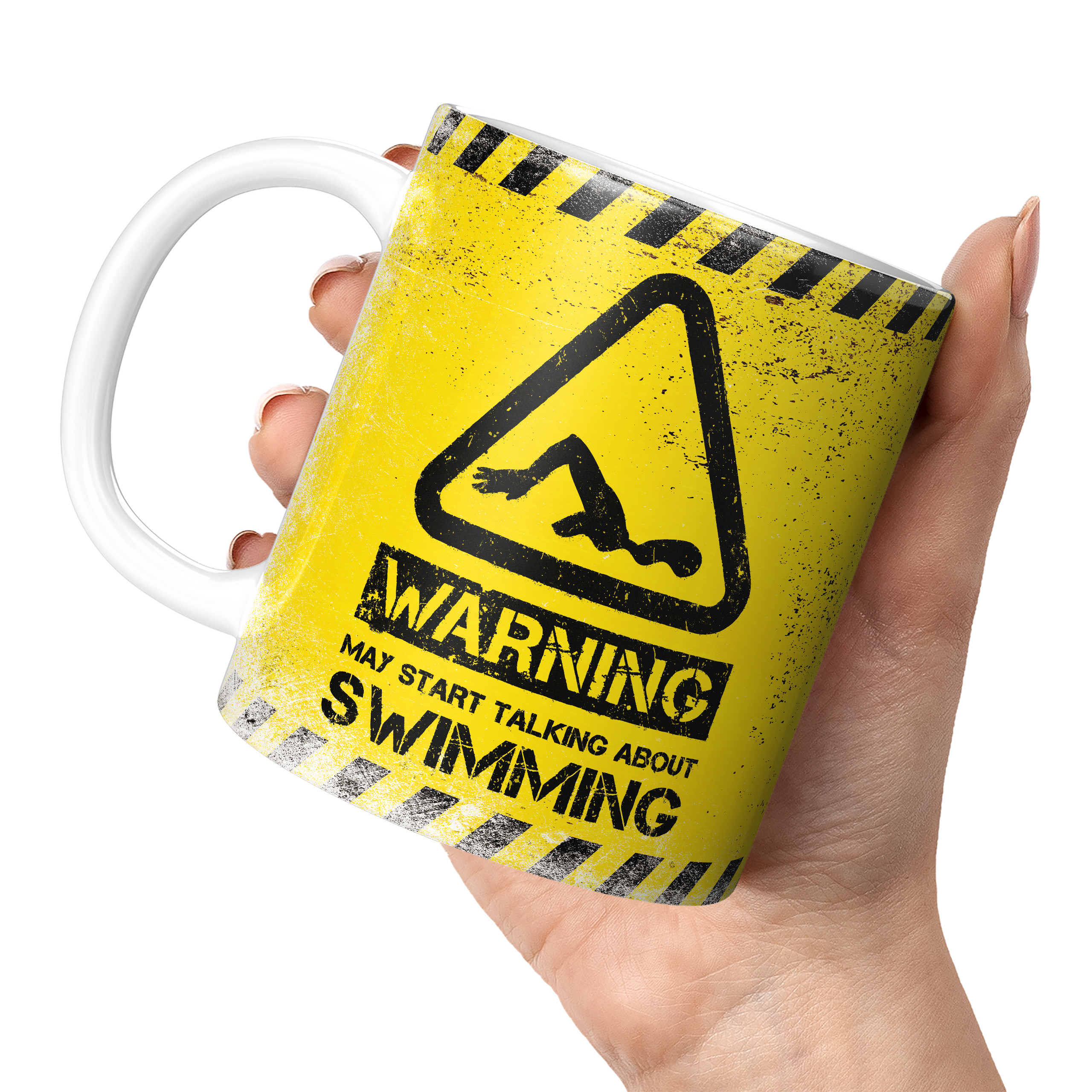 WARNING MAY START TALKING ABOUT SWIMMING 11oz NOVELTY MUG Mugs