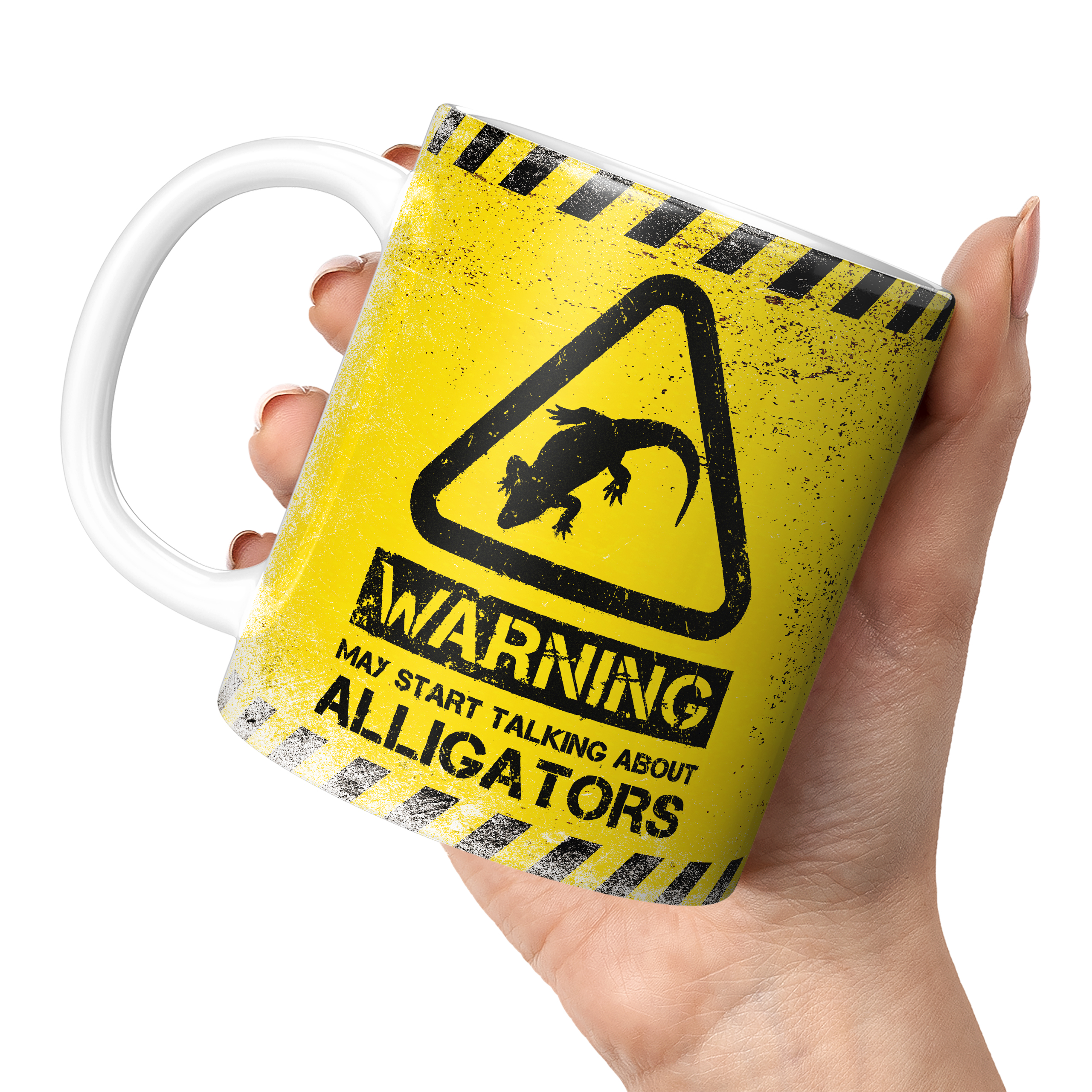 WARNING MAY START TALKING ABOUT ALLIGATORS 11oz NOVELTY MUG Mugs
