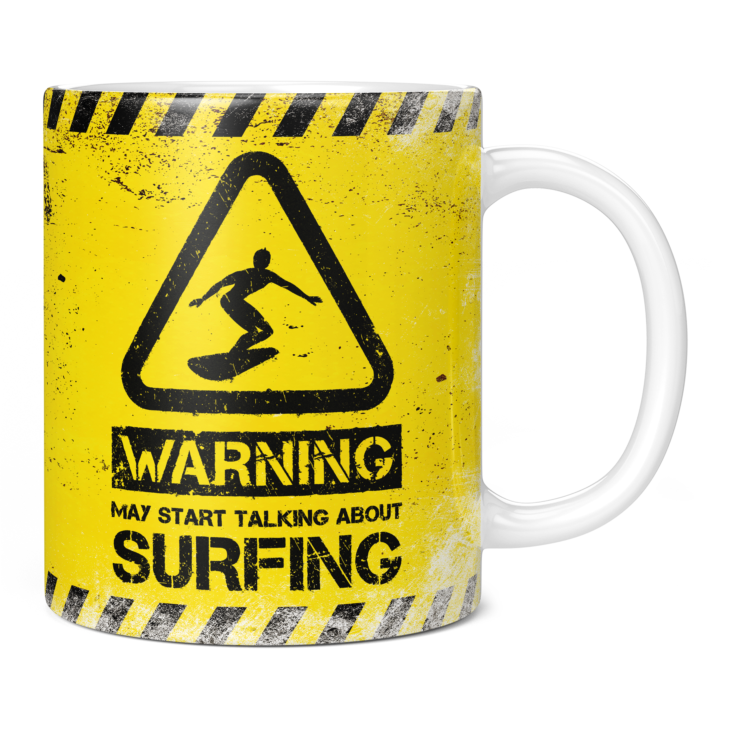 WARNING MAY START TALKING ABOUT SURFING 11OZ NOVELTY MUG