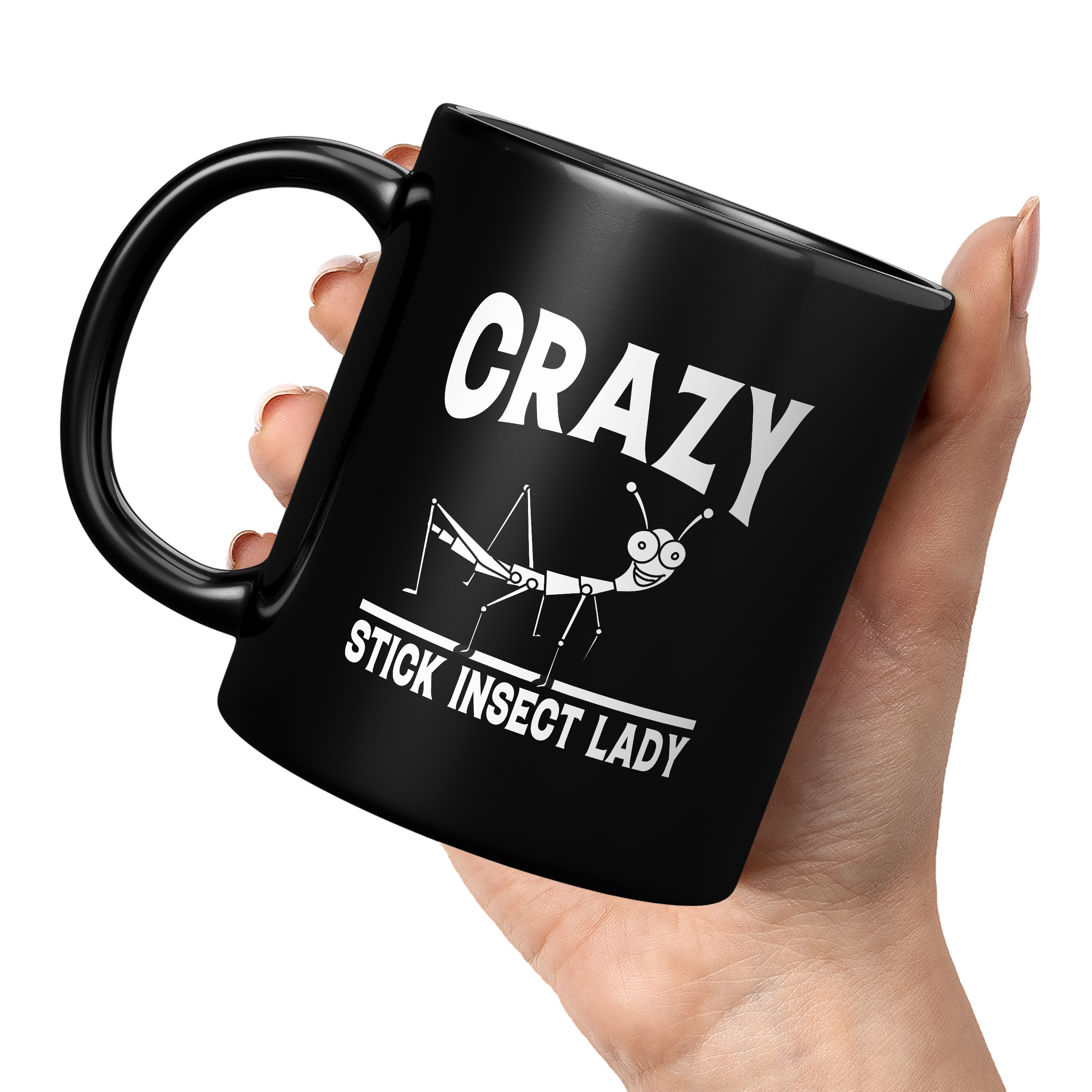 CRAZY STICK INSECT LADY 11oz NOVELTY MUG Mugs